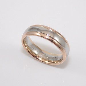 18K Yellow Gold Platinum Comfort Fit Wedding Band Ring Size 8